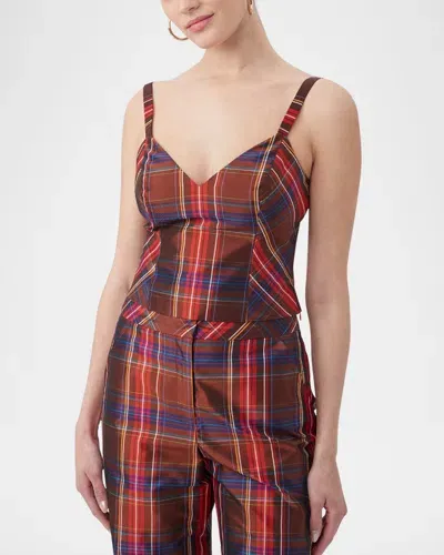 Trina Turk Siwan 3 Sleeveless Plaid-print Crop Top In Multi