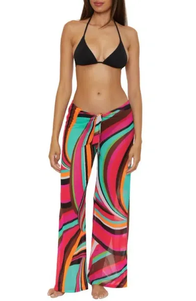 Trina Turk Swoop Mesh Cover-up Pants In Pink Multi