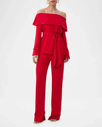 Trina Turk Tavia High-rise Wide-leg Pants In Red Spark