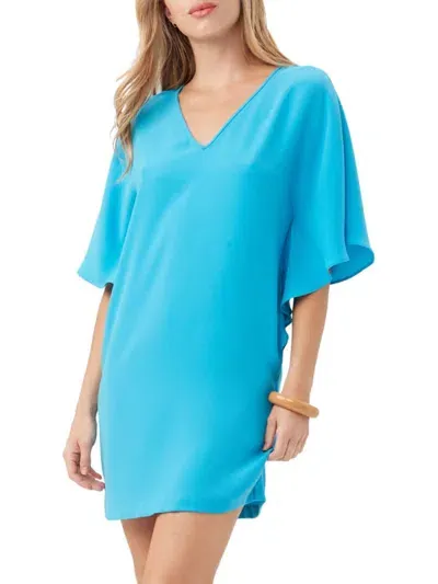 Trina Turk Country Club Dolman-sleeve Crepe Midi Dress In Gulfstream