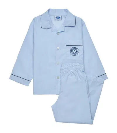 Trotters Kids' Cotton Augustus Lion Pyjamas In Blue