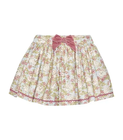 Trotters Kids' Cotton Floral Hedgehog Hollie Skirt In Blue