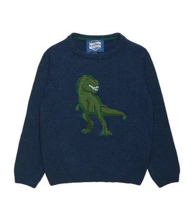 Trotters Kids' Deacon Dinosaur Sweater In Blue