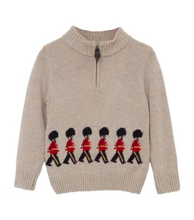 Trotters Kids' Marching Guardsman Half-zip Sweater In Beige