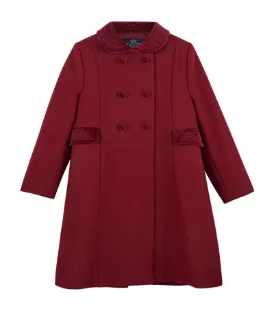 Trotters Kids' Wool Double-breasted Coat In Burgundy