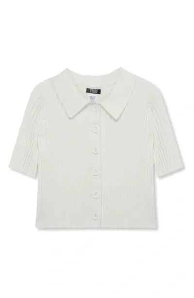 Truce Kid's Rib Button-up Top In Off-white