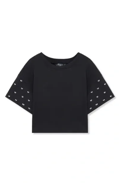 Truce Kids' Rhinestone Embellished Boxy T-shirt In Black