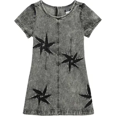 Truce Kids' Starburst Effect Denim Sheath Dress In Black