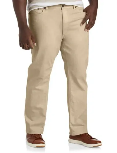 True Nation By Dxl Garment Dyed Stretch Twill Pants In White Pepper