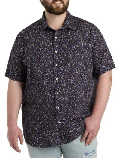 True Nation By Dxl Leaf Print Sport Shirt In Navy