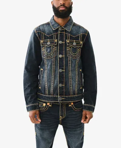 True Religion Men's Jimmy Super T Jacket In Chanson Blue Black Wash