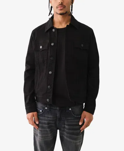 True Religion Cotton Stretch Denim Trucker Jacket In Body Rinse Black