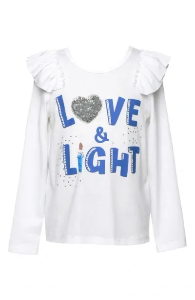 Truly Me Kids' Love/light Long Sleeve Top In Off White