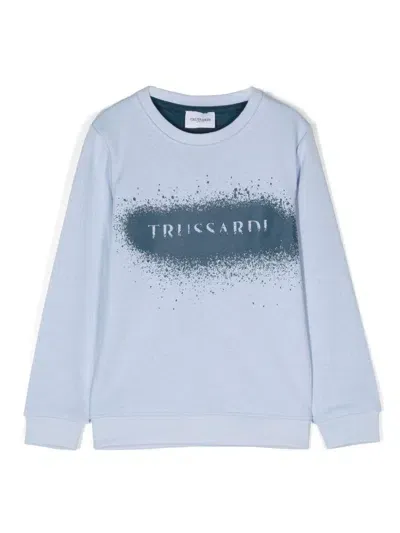 Trussardi Junior Kids' Logo-print Sweatshirt In Blue