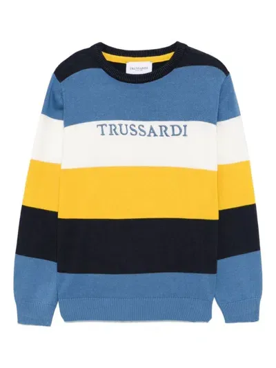 Trussardi Junior Striped Sweater In 黄色