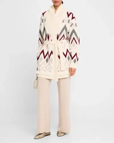 Tse Cashmere Cashmere Diamond Jacquard Intarsia Cardigan In Creme Combo