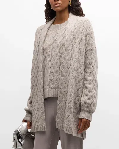 Tse Cashmere Cashmere Oversized Cable-knit Cardigan In Stone Melange