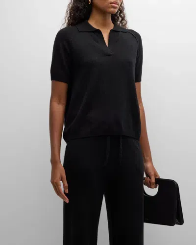 Tse Cashmere Cashmere Raglan-sleeve Polo Shirt In Black