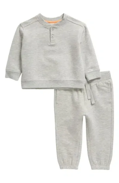 Tucker + Tate Babies'  Henley Sweatshirt & Joggers In Light Grey Heather