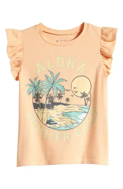 Tucker + Tate Kids' Aloha Ruffle Shoulder Cotton Graphic Tank Top In Coral Petal Aloha Summer