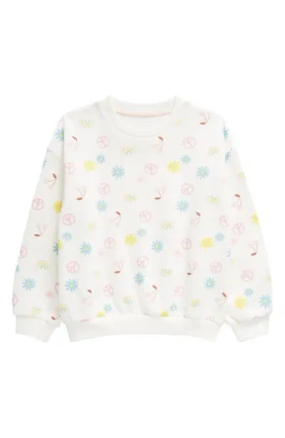 Tucker + Tate Kids' Cozy Sweater In White Snow Peace Flowers