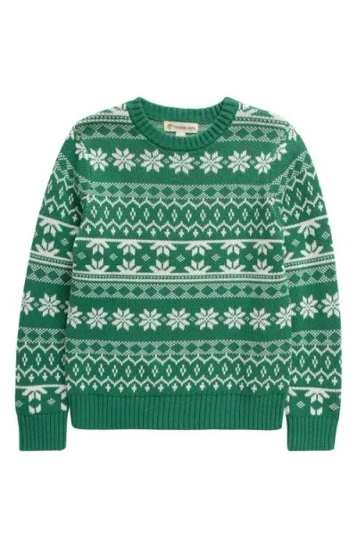 Tucker + Tate Kids' Fair Isle Cotton Sweater In Green Fir Briar Fairisle