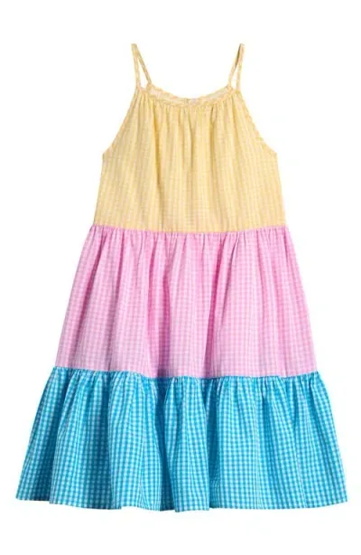 Tucker + Tate Kids' Gingham Tiered Cotton Dress In Pink English Gingham Block