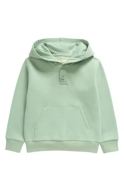 Tucker + Tate Kids' Henley Hoodie In Green Frozen