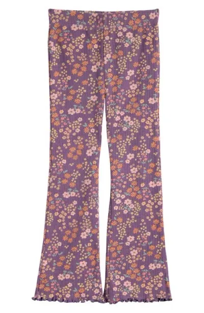 Tucker + Tate Kids' Rib Print Flare Leggings In Purple Montana Prairie Floral