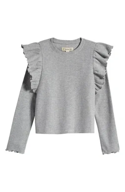 Tucker + Tate Kids' Ruffle Sleeve Rib Top In Grey Heather