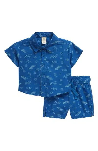 Tucker + Tate Babies'  Print Short Sleeve Cotton Shirt & Shorts Set In Blue Memory Sketchbook