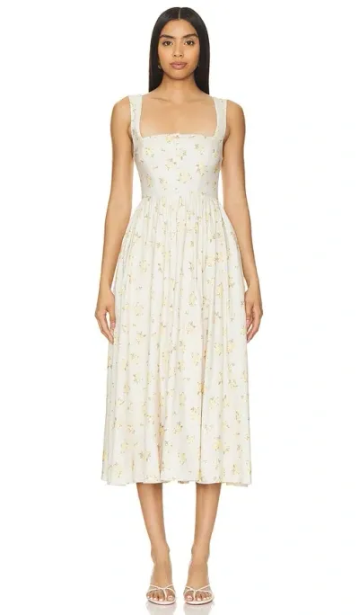 Tularosa Miley Midi Dress In Soft Yellow Floral