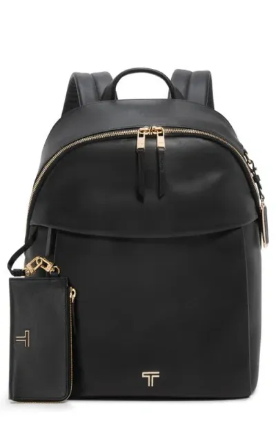 Tumi Holland Leather Backpack In Black/light Gold