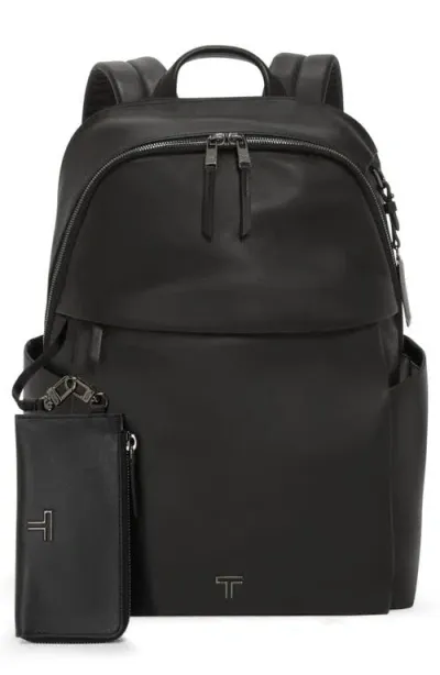 Tumi Raina Leather Backpack In Black/gunmetal