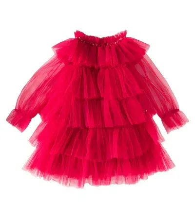 Tutu Du Monde Baby Luminous Tiered Tulle Dress In Red