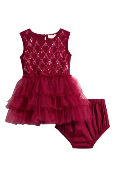 Tutu Du Monde Babies'  Regalia Cotton Blend Party Dress & Bloomers In Beaujolais