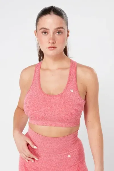 Twill Active Women's Seamless Marl Laser Cut Sports Bra In Pink Marl