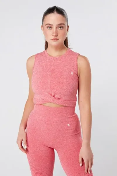 Twill Active Recycled Seamless Marl Laser Cut Vest In Pink