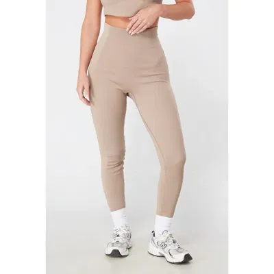 Twill Active Recycled Seamless Rib High Waist Legging In Mocha