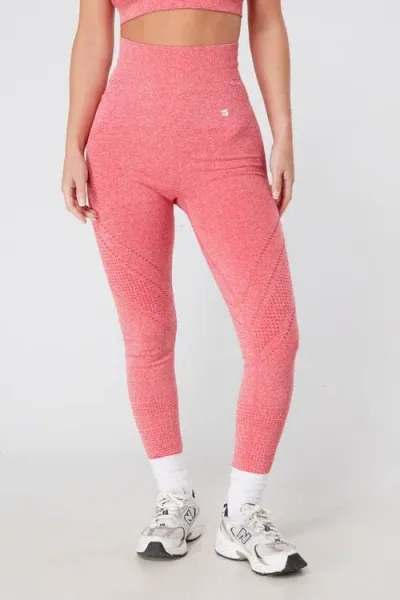 Twill Active Recyled Seamless Marl Laser Cut Leggings In Pink