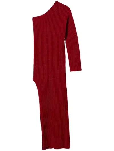 Twinset Alice Knitted Maxi Dress In Red