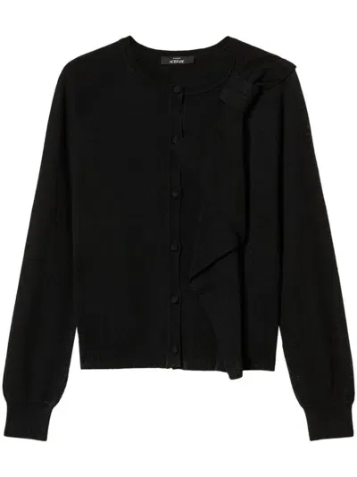 Twinset Bow-detailing Knitted Cardigan In Black