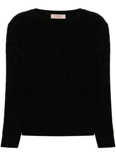 Twinset Cable-knit Sweater In Black