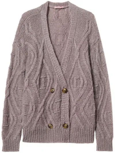 Twinset Double-breasted Cardigan In Neutrals