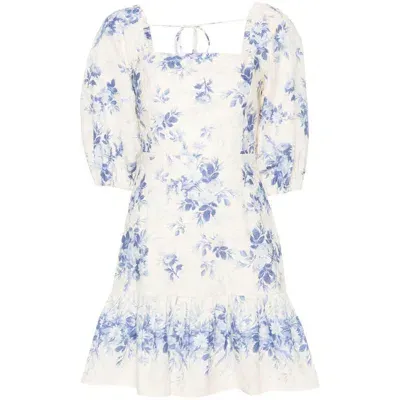 Twinset Floral-print Mini Dress In Blue