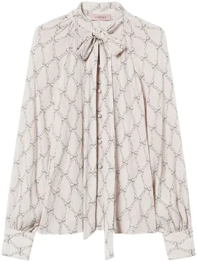 Twinset Graphic-print Blouse In Neutrals