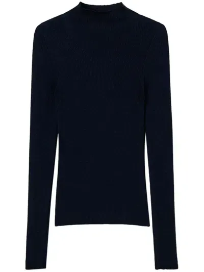 Twinset High-neck Seamless Sweater In Blue