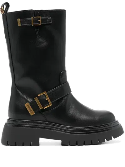 Twinset Leather Boots In Black