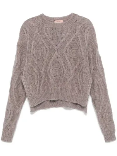 Twinset Logo-embossed Sweater In Beige