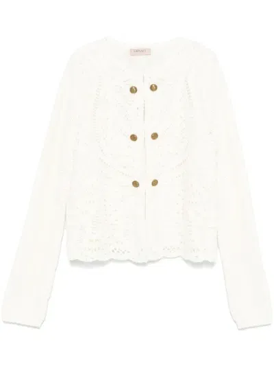 Twinset Open-knit Cardigan In Cream